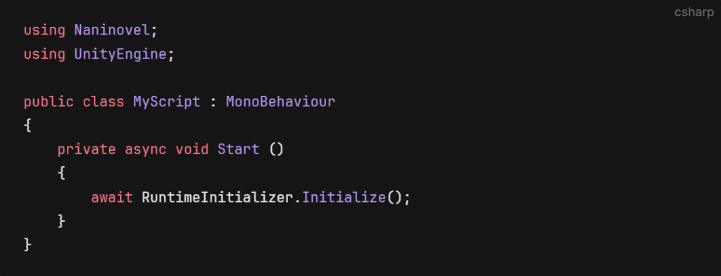나니노벨 Integration Options - RuntimeInitializer