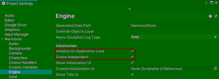 나니노벨 Integration Options - 수동 초기화
